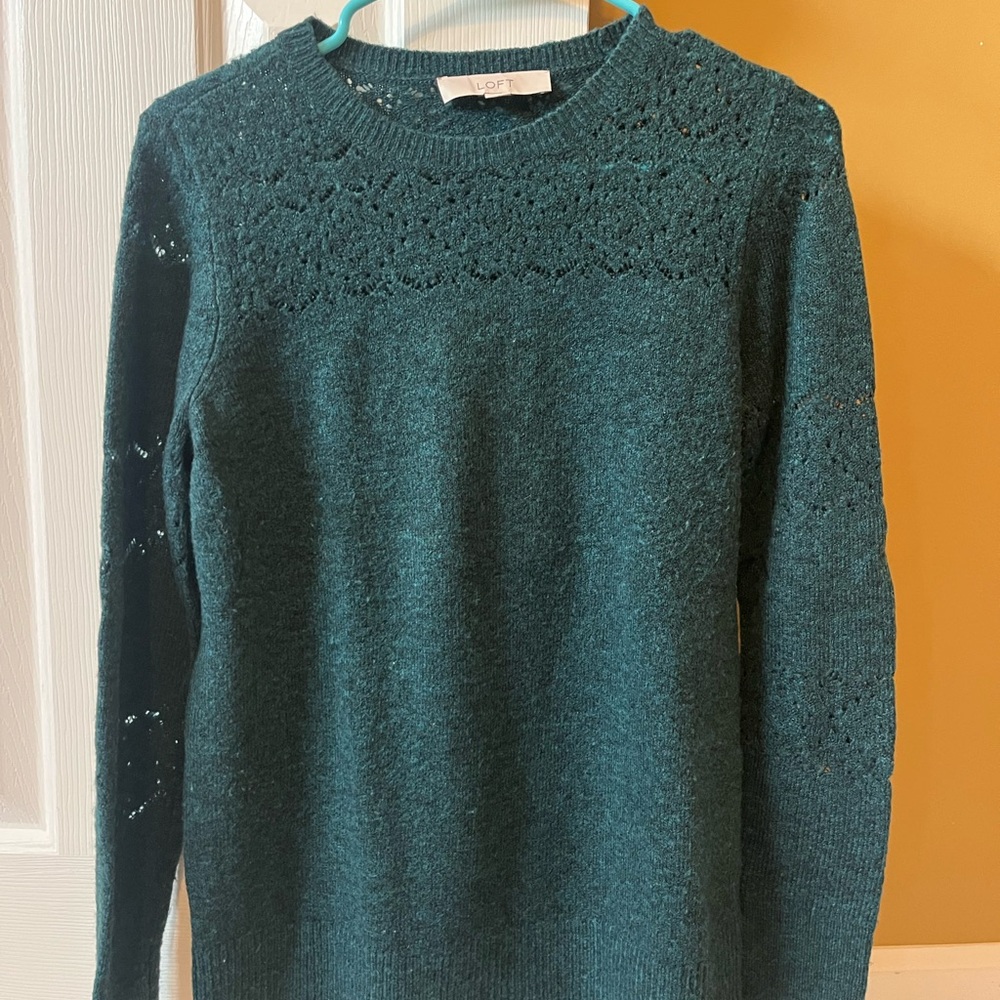 LOFT Teal Crew Neck Sweater